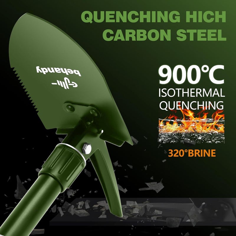 Behandy 18.5" Folding Shovel, Tri-Fold Collapsible Shovel for Car, Camping Shovel, Military Entrenching Tool for Gardening, Camping, Digging Dirt, Sand, Snow, Off Road, Portable Car Emergency kit - Image 5