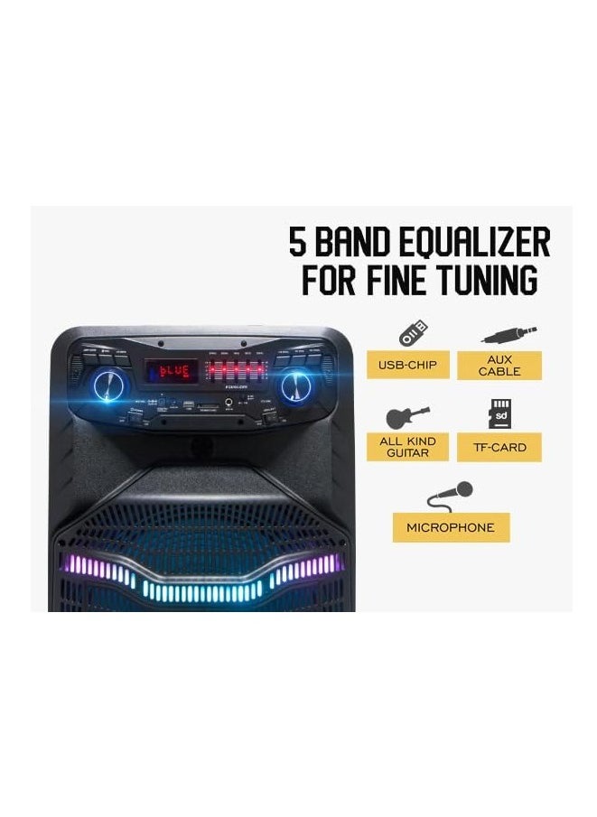 Generic Karaoke Speaker Set with 2 Mic and Remote Control | Rechargeable Speaker with FM Radio and Voice Recording with USB/SD/AUX/MMC | Portable Bluetooth Speaker with LED Lights  - Image 4
