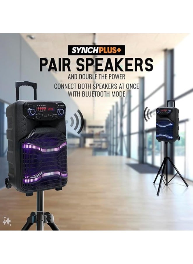 Generic - Karaoke Speaker Set with 2 Mic and Remote Control | Rechargeable Speaker with FM Radio and Voice Recording with USB/SD/AUX/MMC | Portable Bluetooth Speaker with LED Lights - Image 1