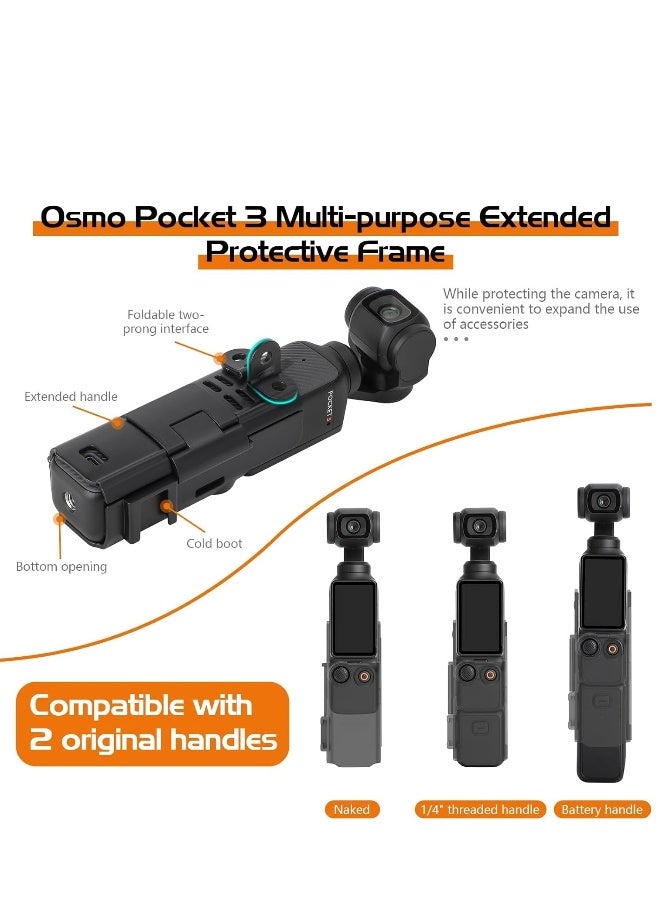 محول تمديد Pocket 3، إطار مقبض محول الكاميرا مزود بحذاء بارد متوافق مع ميكروفون الإضاءة وحامل ثلاثي القوائم وقاعدة حقائب الظهر ومشبك دراجة لدعم ملحقات DJI Osmo Pocket 3 - Image 2