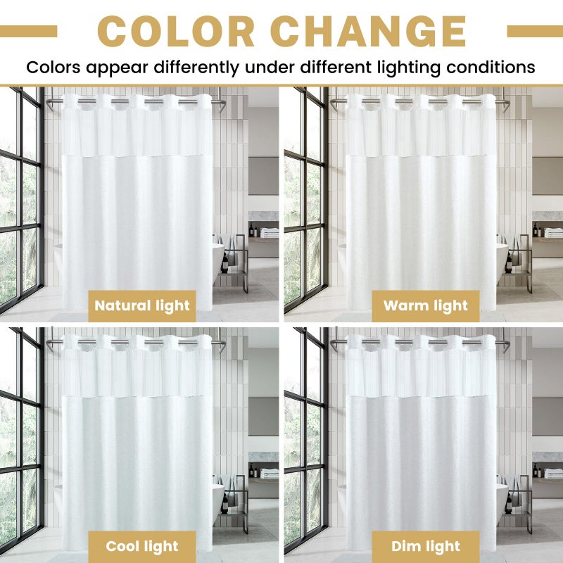 WONICY Stall No Hook Shower Curtain with Snap in Liner  Polyester Textured Shower Curtain with Liner Set  Waterproof Washable Hotel Style Shower Curtains for Bathroom  36Wx74H  White - Image 5