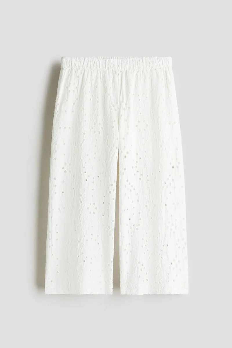 H&M Wide broderie anglaise trousers
