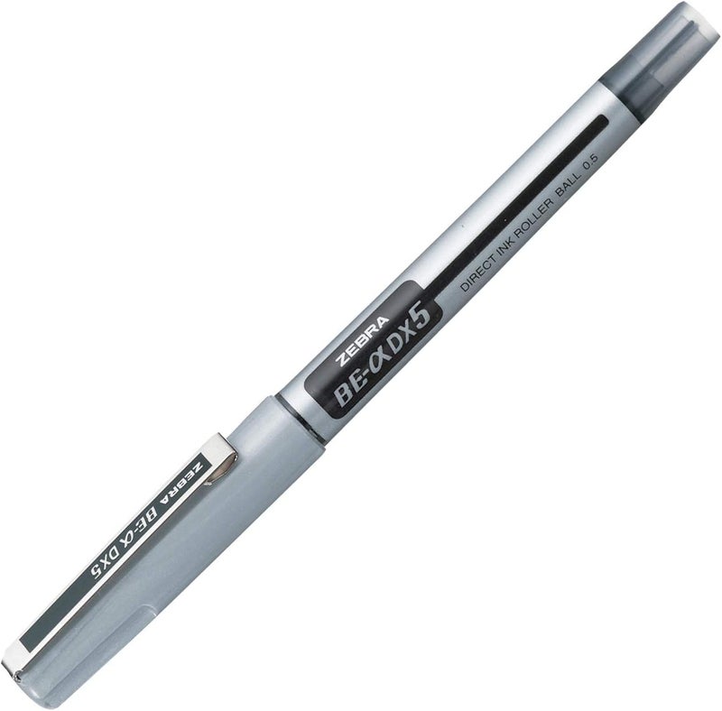 Zebra BE-DX5 Liquid Ink 0.5 mm Roller Ball Pen, Black