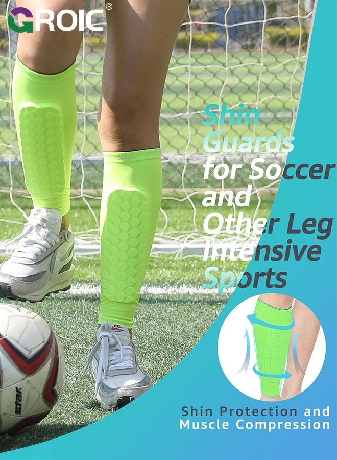 GROIC 2PCS Soccer Shin Guards Padded Calf Compression Sleeves Supports for Shin Splint,Calf Pads,Calf Brace for Football Basketball Volleyball Running Baseball - Image 2