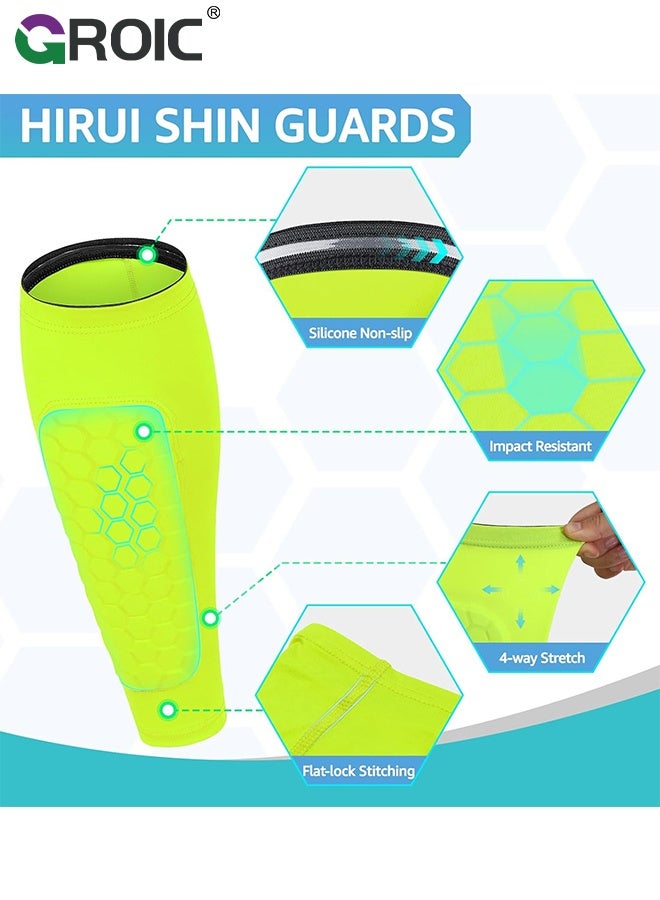 GROIC 2PCS Soccer Shin Guards Padded Calf Compression Sleeves Supports for Shin Splint,Calf Pads,Calf Brace for Football Basketball Volleyball Running Baseball - Image 3