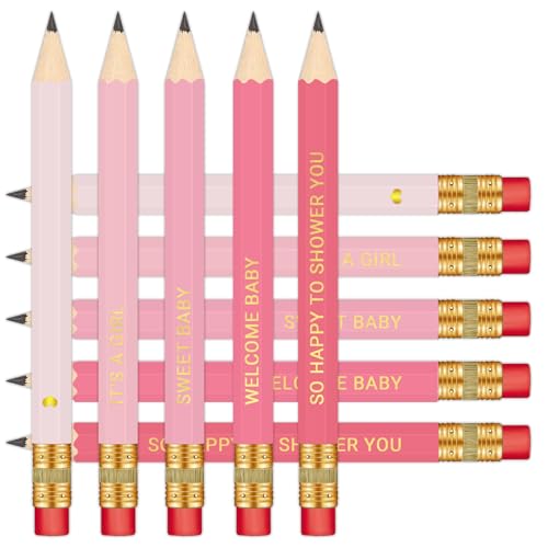 Vusnud 50Pcs - Baby Shower Sharpened Half Pencils with Erasers, Pre-sharpened Pencils for Baby Shower Games, 4 Inches - Image 1