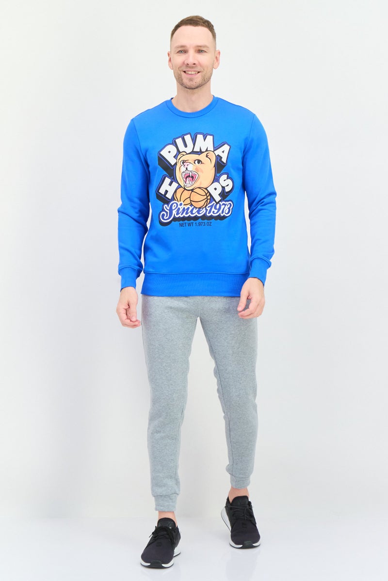 PUMA سويت شيرت رياضي للرجال بأكمام طويلة مناسب للخارج، أزرق - Image 2