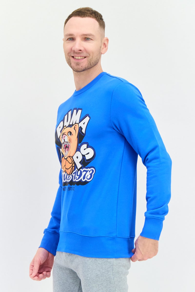 PUMA سويت شيرت رياضي للرجال بأكمام طويلة مناسب للخارج، أزرق - Image 4