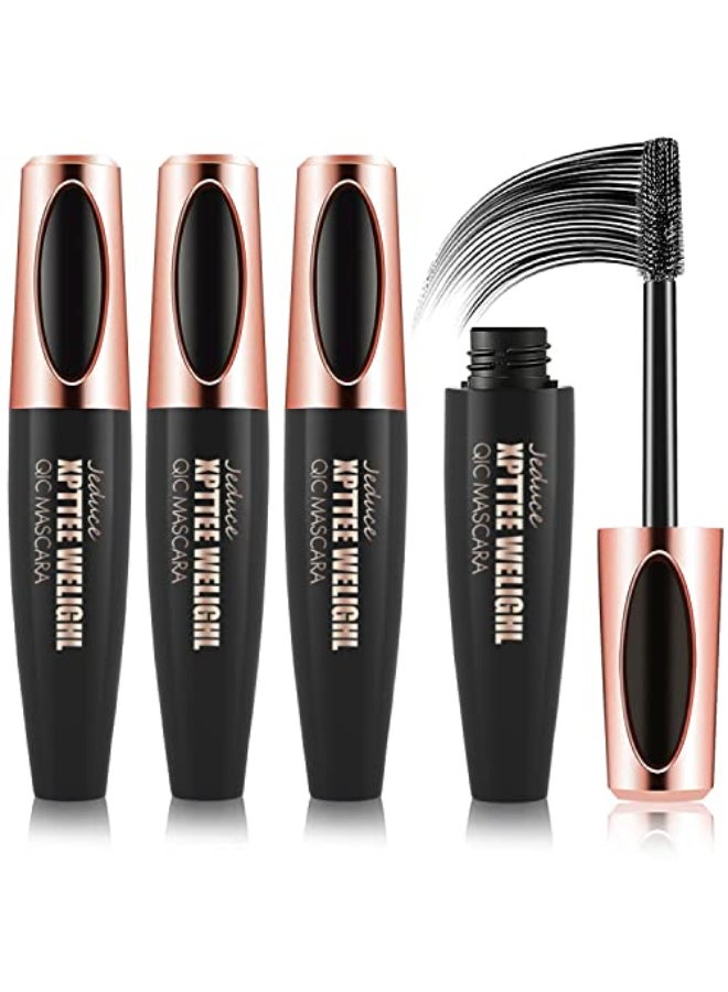 Alisesun 4D Silk Fiber Lash Mascara Extension Voluminous Fiber Mascara Waterproof SmudgeProof LongLasting No Flaking No Clumping All Day Exquisitely Full 3 Packs - Image 1