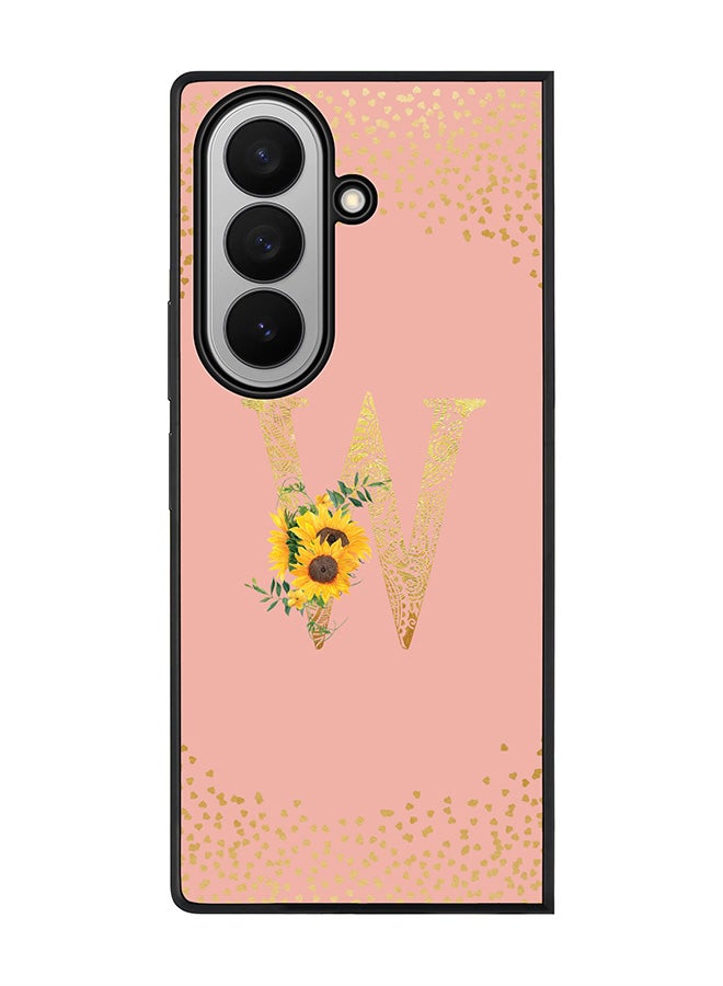 Stylizedd For Samsung Galaxy Z Fold7 Case,Slim fit Camera Protection, Shockproof Thin Phone cover  - Custom Floral Monogram - W  (Rose Pink )