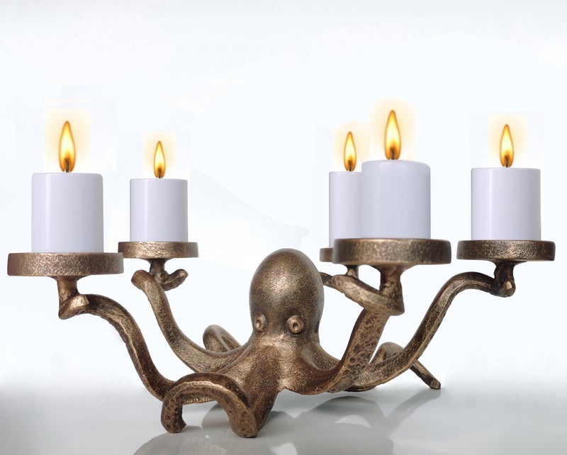 Iron Octopus Tealight Holder  Decorative Octopus Candle Holder  Octopus Tea Light Candelabras