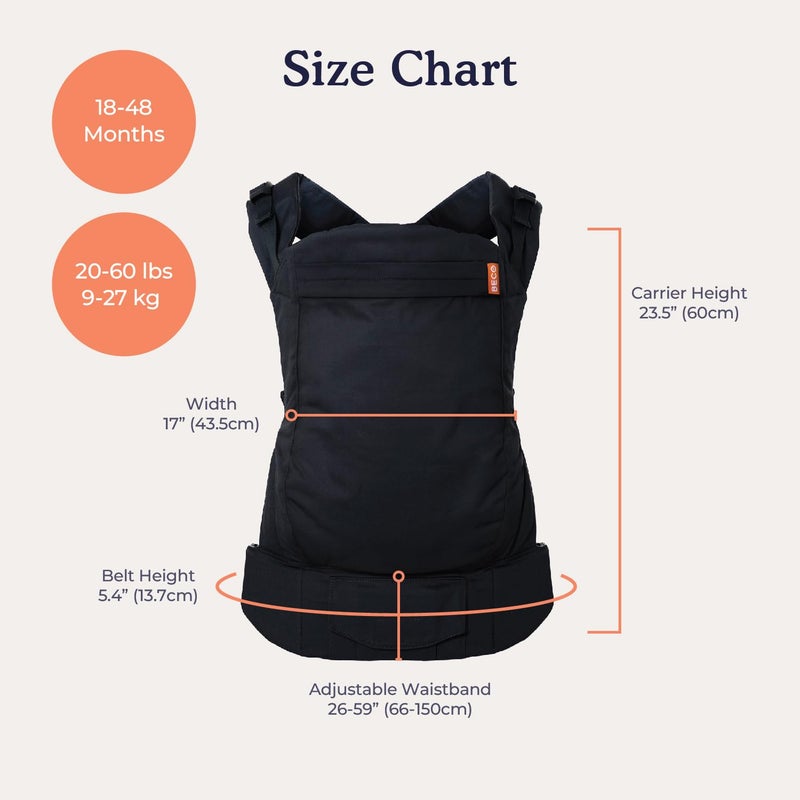 BECO Baby Carrier Toddler Carrier with Extra Wide Seat, 100% Cotton Toddler Carrying Backpack Style and Front-Carry, Lightweight & Breathable Child Carrier, 20-60 lbs (Grey) - Image 5