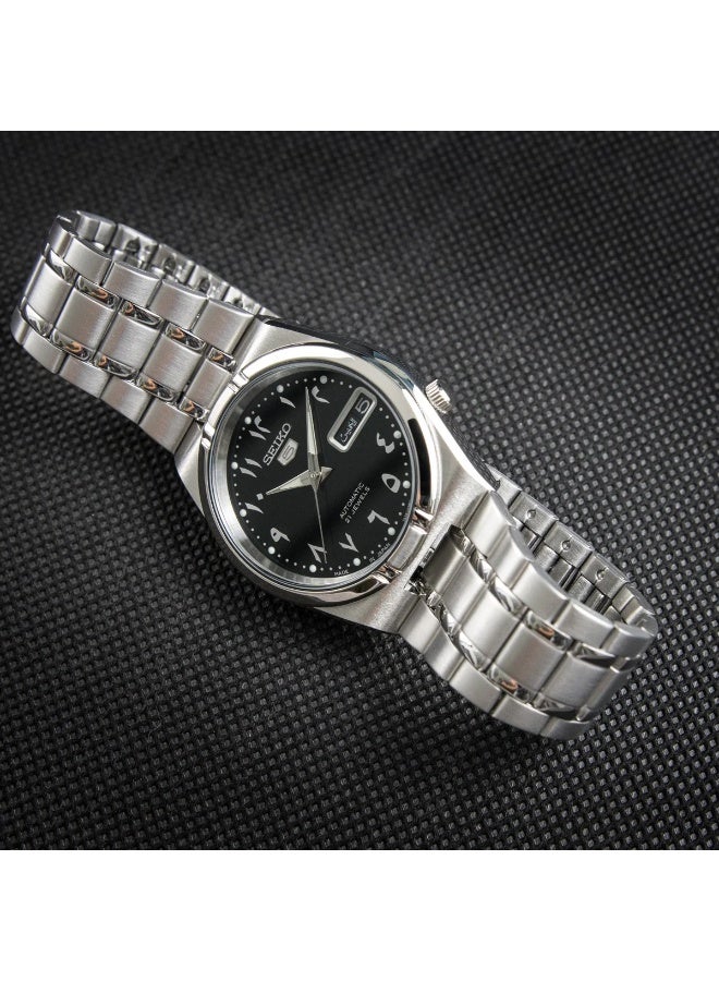 Seiko ساعة أوتوماتيكية عربية ذات قرص أسود من الفولاذ المقاوم للصدأ - SNK063J5 - Image 3