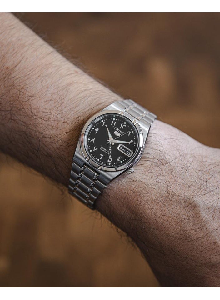 Seiko ساعة أوتوماتيكية عربية ذات قرص أسود من الفولاذ المقاوم للصدأ - SNK063J5 - Image 2