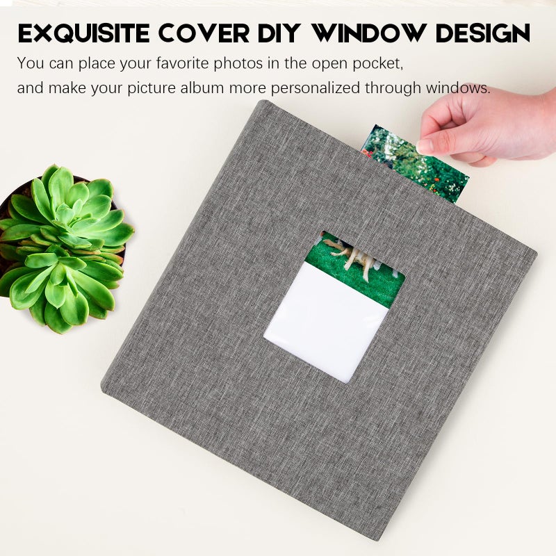 Aevdor 240 Pockets Photo Photo Album 5x7 مع مساحة كتابة كبيرة السعة 5x7 ألبوم صور يحمل 240 صورة غلاف الكتان حمض الصفحات الحرة 5x7 كتاب الصور مع ملاحظات لالتقاط صور عائلة الطفل (رمادي) - Image 3