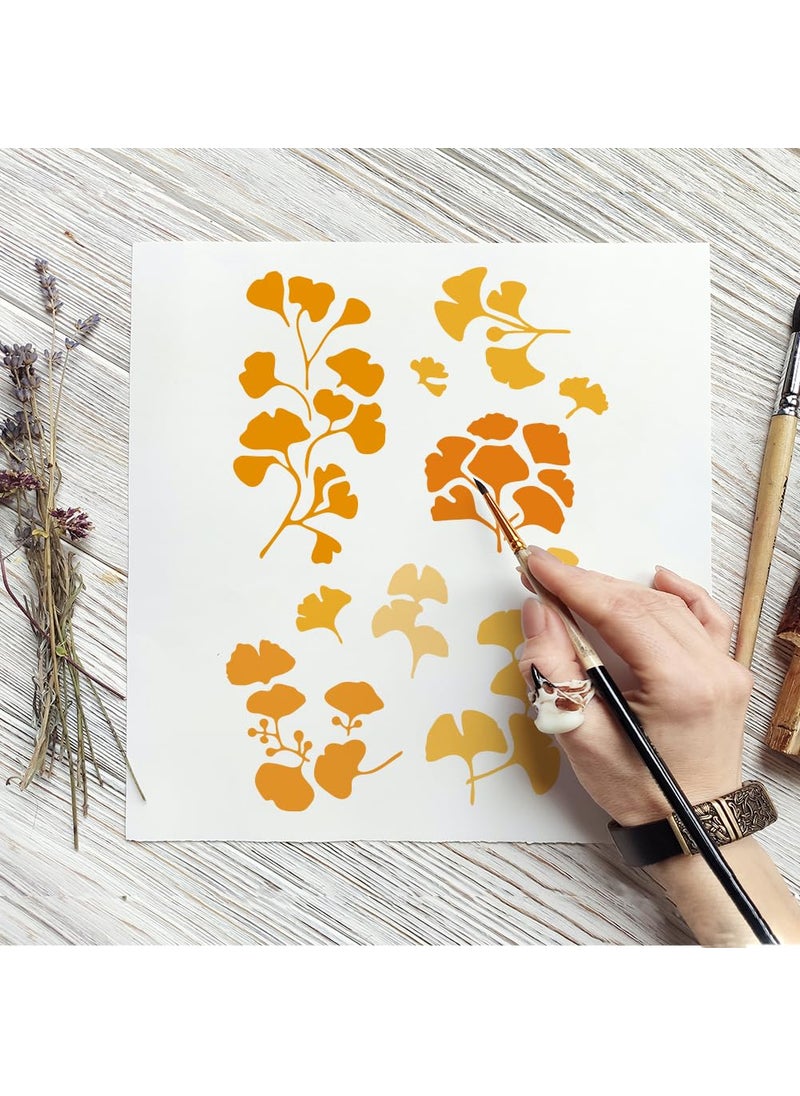 FINGERINSPIRE FINGERINSPIRE Small Ginkgo Pattern Stencil for Painting 8.3x11.7inch Plastic PET Ginkgo Pattern Drawing Template Hollowed Small Ginkgo Painting Stencil Plant Theme Template for Wall Decoration  - Image 5