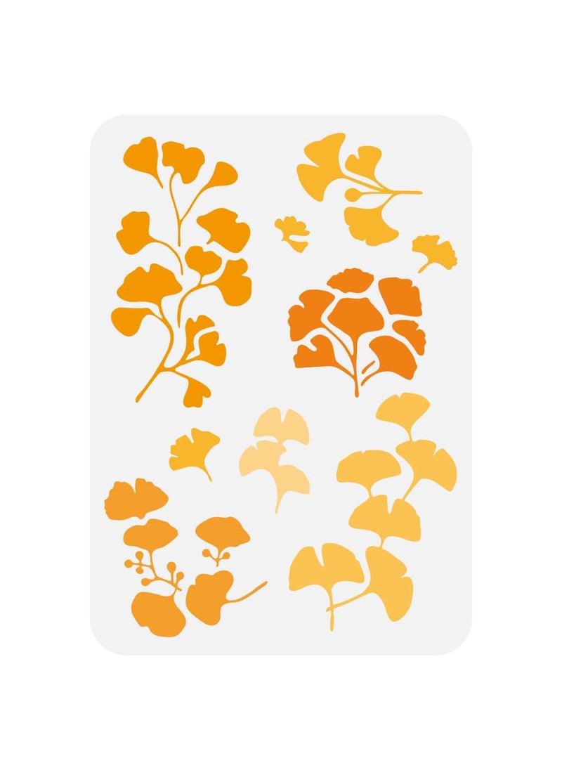 FINGERINSPIRE FINGERINSPIRE Small Ginkgo Pattern Stencil for Painting 8.3x11.7inch Plastic PET Ginkgo Pattern Drawing Template Hollowed Small Ginkgo Painting Stencil Plant Theme Template for Wall Decoration  - Image 1