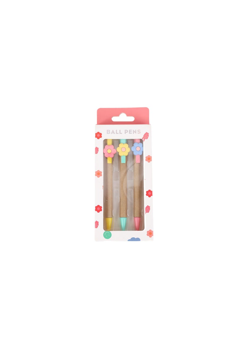Midi Flower Decor Ball Pen Set – Pack of 3 - Image 1