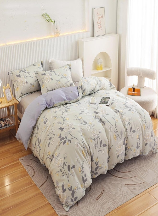 OAITE Duvet Cover Set,100% Cotton Comforter Cover with Floral Pattern Duvet Cover Set,Soft Bedding Set Includes with 3 Piece (2 Pillow Shams,1 Duvet Cover) - Image 4