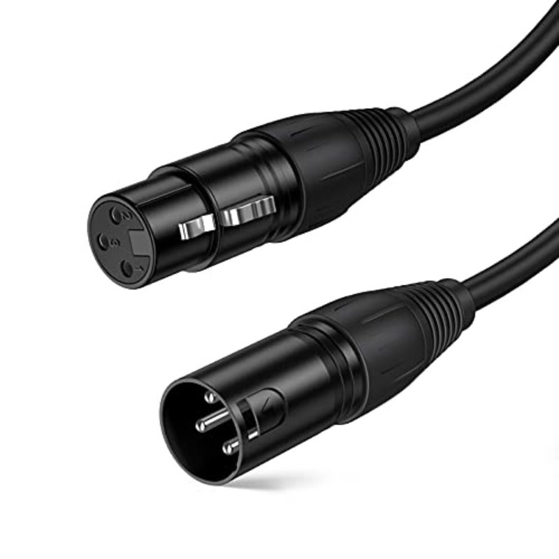 كابل ميكروفون بموزع صوت متوازن 10 أقدام من نوع 3 PIN XLR ذكر إلى أنثى، قابل للتسجيل، أنظمة مكبرات الصوت، إضاءة DMX، لون أسود، بطول 3 أمتار - Image 1