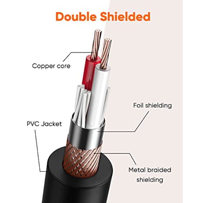 كابل ميكروفون بموزع صوت متوازن 10 أقدام من نوع 3 PIN XLR ذكر إلى أنثى، قابل للتسجيل، أنظمة مكبرات الصوت، إضاءة DMX، لون أسود، بطول 3 أمتار - Image 4