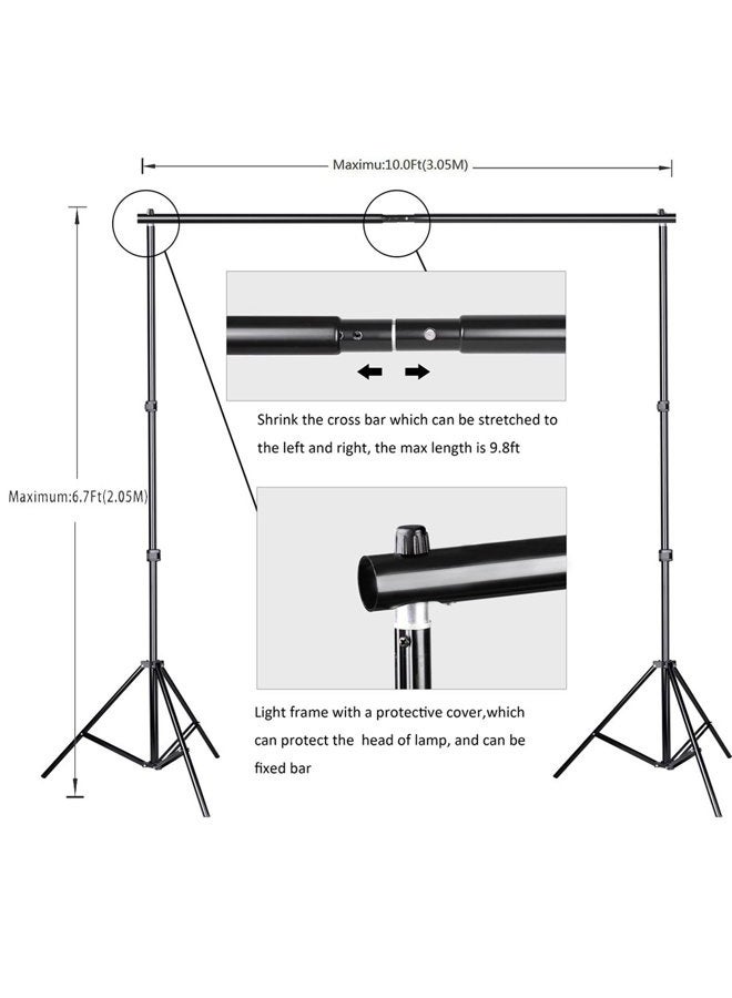 SLOW DOLPHIN Photo Background Support System with Backdrop Stand Kit, 100% Pure Muslin 6.5 Ft x 10 Ft (White/Black) Backdrop,Clamp, Carry Bag for Photography Video Studio - Image 3