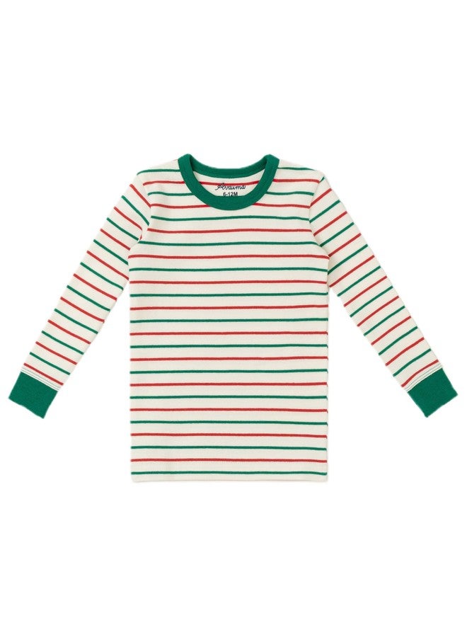 AVAUMA Baby Boys Girls Pajamas Sets 6M-10Y Kids Cute Toddler Christmas Stripe Pattern Design Pjs Cotton Sleepwear (ST Red Green Ivory/GreenCuff.4T) - Image 2