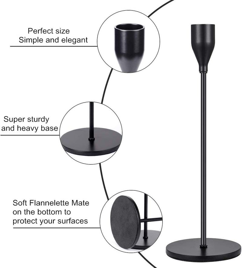 Black Candlestick Holders, Candle Sticks Holder Decor, Set of 3 Candle Stick Holder, Fit 3/4 Thick Candlesticks, Black Taper Candle Holder for Wedding, Dinning, Party, Birthday, Christmas - Image 5