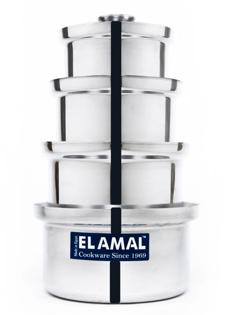 ELAMAL - Elamal Aluminum Pots Set Consisting of 4 Pots Egyptian Industry Size 12cm/14cm/16cm/18cm - Image 1