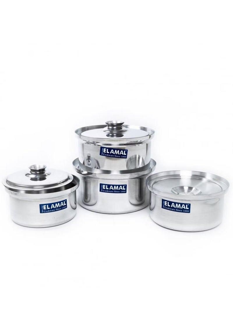 ELAMAL - Elamal Aluminum Pots Set Consisting of 4 Pots Egyptian Industry Size 12cm/14cm/16cm/18cm - Image 1
