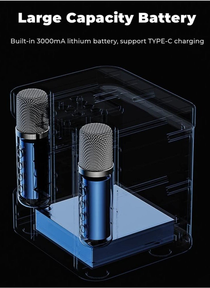 YS Portable Bluetooth Speaker, Karaoke Machine for Adults/Kids with 2 Wireless Microphones, Portable Bluetooth Karaoke Speaker PA System, Singing Machine with Echo and Vocal Cut, for Birthday - Image 2