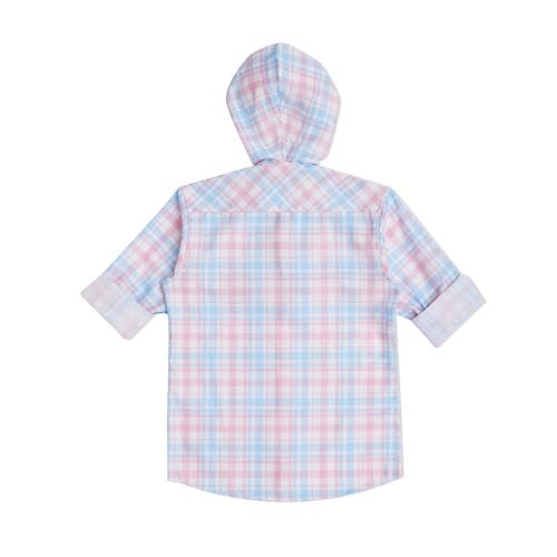 CAVIO Boys Checks Print Hooded Shirt and T-Shirt Pink - Image 3