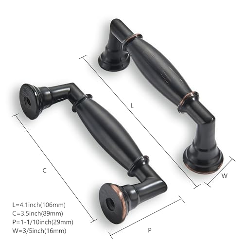 ZAUYX 10 Pack 312 Inch Hole Center Oil Rubbed Bronze Cabinet pulls Solid Heavy Duty Cabinet Pull Cabinet Handles Kitchen Cabinet Hardware Vanity Handles Bathroom Cabinet pulls - Image 3