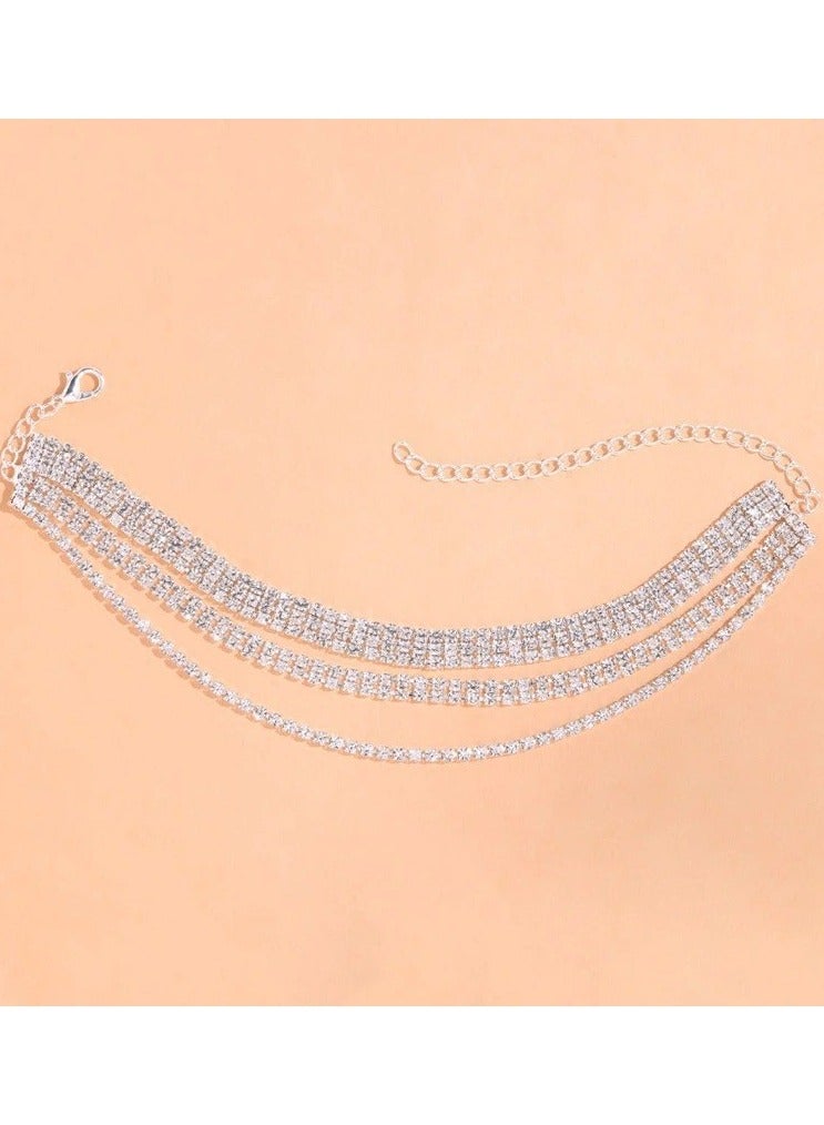 Mark Fairwhale Fashionable Full Diamond Heart-Shaped Simple Ankle Chain