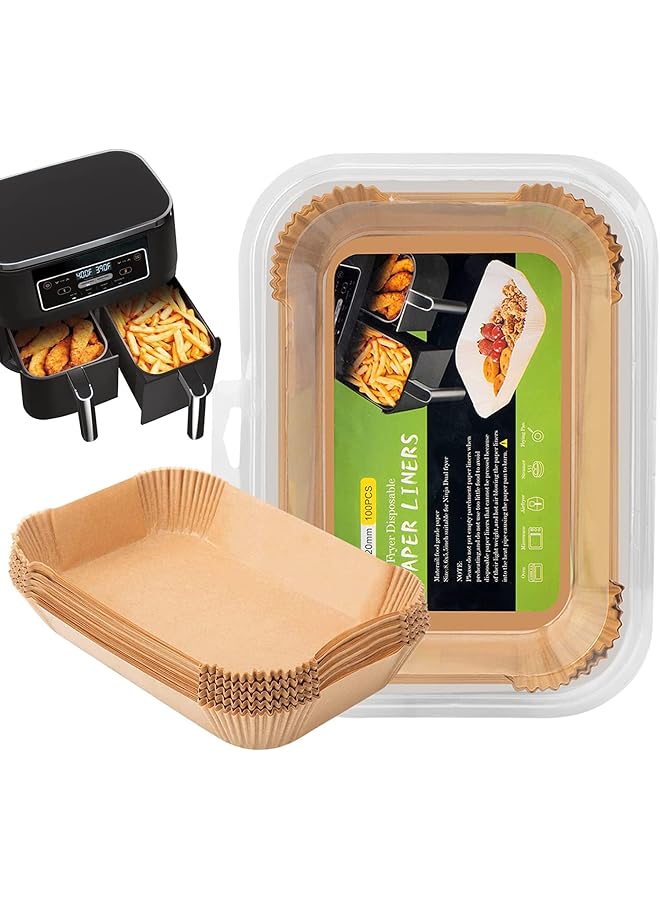 S-TOP Air Fryer Disposable Liners, Rectangle 8.6x 5.5'', Parchment Paper Liners, Accessories Baking Paper (100) - Image 1
