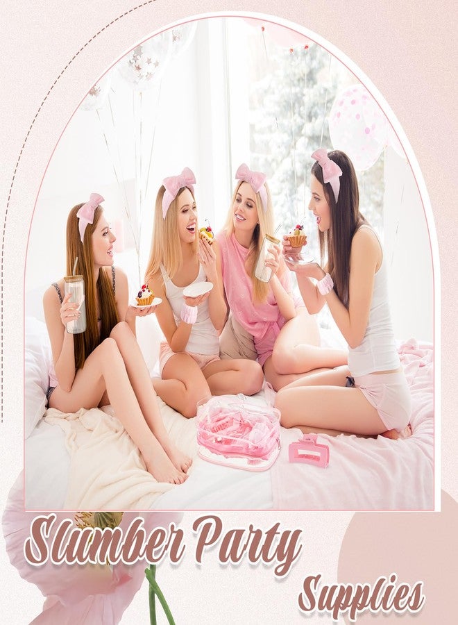 FoldTier 36 Pcs Gifts Bulk for Christmas Spa Sleepover Party Favors Include 16oz Glass Cups Pink Headbands, Wristbands, Hair Claw Clips and Clear Cosmetic Bag for Women Slumber Weekend Party Gifts - Image 5