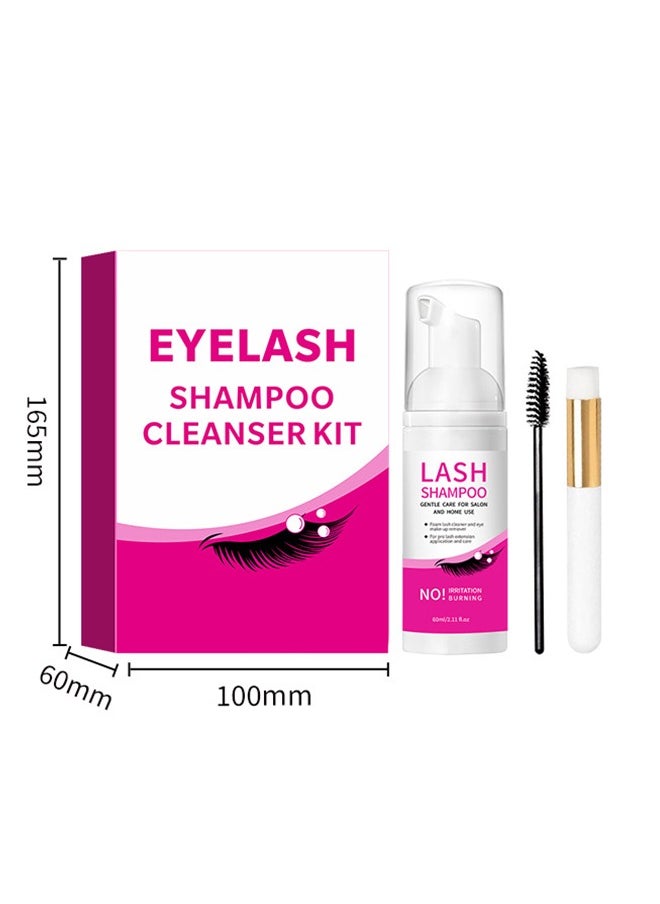 OUHOE - Lash Shampoo, Foam Lash Deaner and Make Up Remover, Lash Cleaning Kit, Mousse Eyelash Shampoo for Eyelash Extensions, Relieve Itching, Gentle Care for Salon and Home Use  (60ml+Brush+Mascara Wand) - Image 1