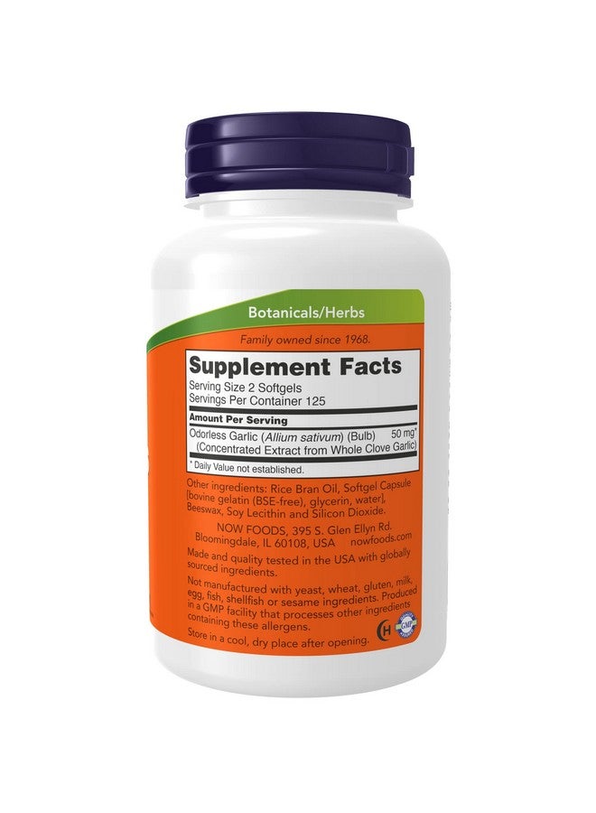 now Supplements Odorless Garlic (Allium Sativum) Concentrated Extract 250 Softgels - Image 3