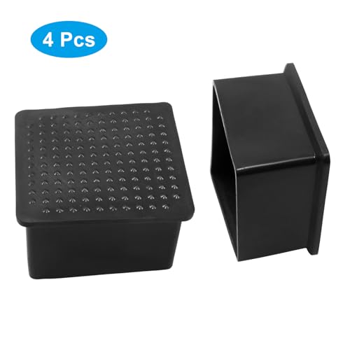 BokWin 4 Pcs Chair Leg Caps 2 Inch2 Inch Square Furniture Floor Protectors AntiSlip Plastic Sofa Table Chair Leg End Cap CoverBlack - Image 3