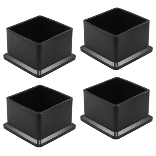 BokWin 4 Pcs Chair Leg Caps 2 Inch2 Inch Square Furniture Floor Protectors AntiSlip Plastic Sofa Table Chair Leg End Cap CoverBlack - Image 1