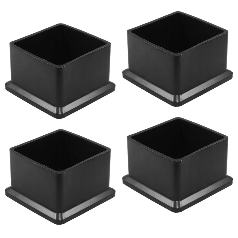 BokWin 4 Pcs Chair Leg Caps 2 Inch2 Inch Square Furniture Floor Protectors AntiSlip Plastic Sofa Table Chair Leg End Cap CoverBlack - Image 2