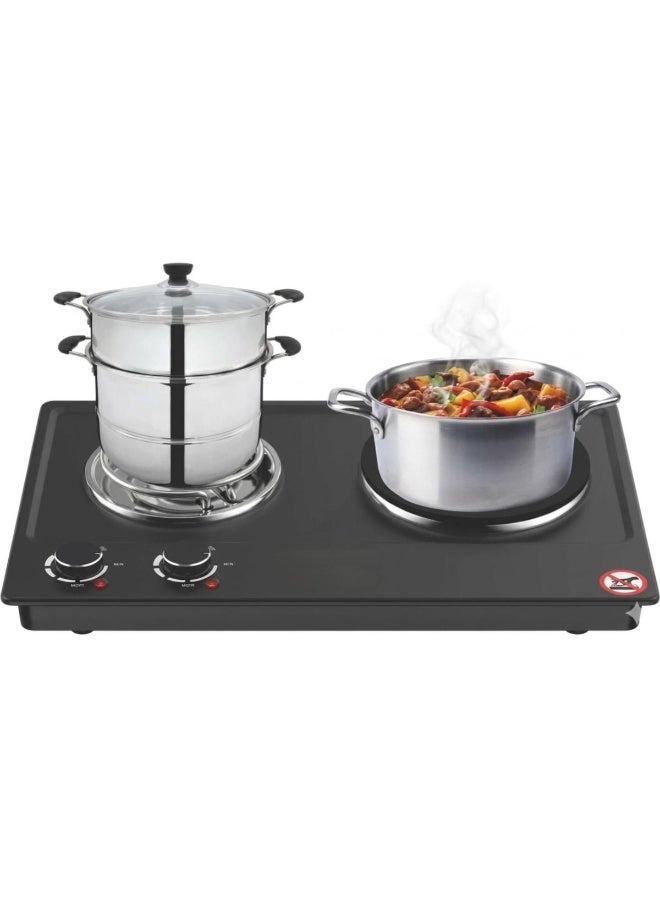 Tradeo 2500W Double Electric Hot Plate Cooktop - Portable Dual Burner Countertop Stove, 220V-240V - Image 1