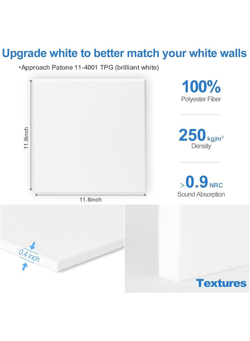 AUTOYSUR 12 Pack Acoustic Wall Panels with Self-Adhesive, 12" X 12" X 0.4" Sound Proof Foam Panels, Decorative Soundproof Wall Panels, Sound Proof Absorbing Tiles for Home & Offices, White  - Image 5