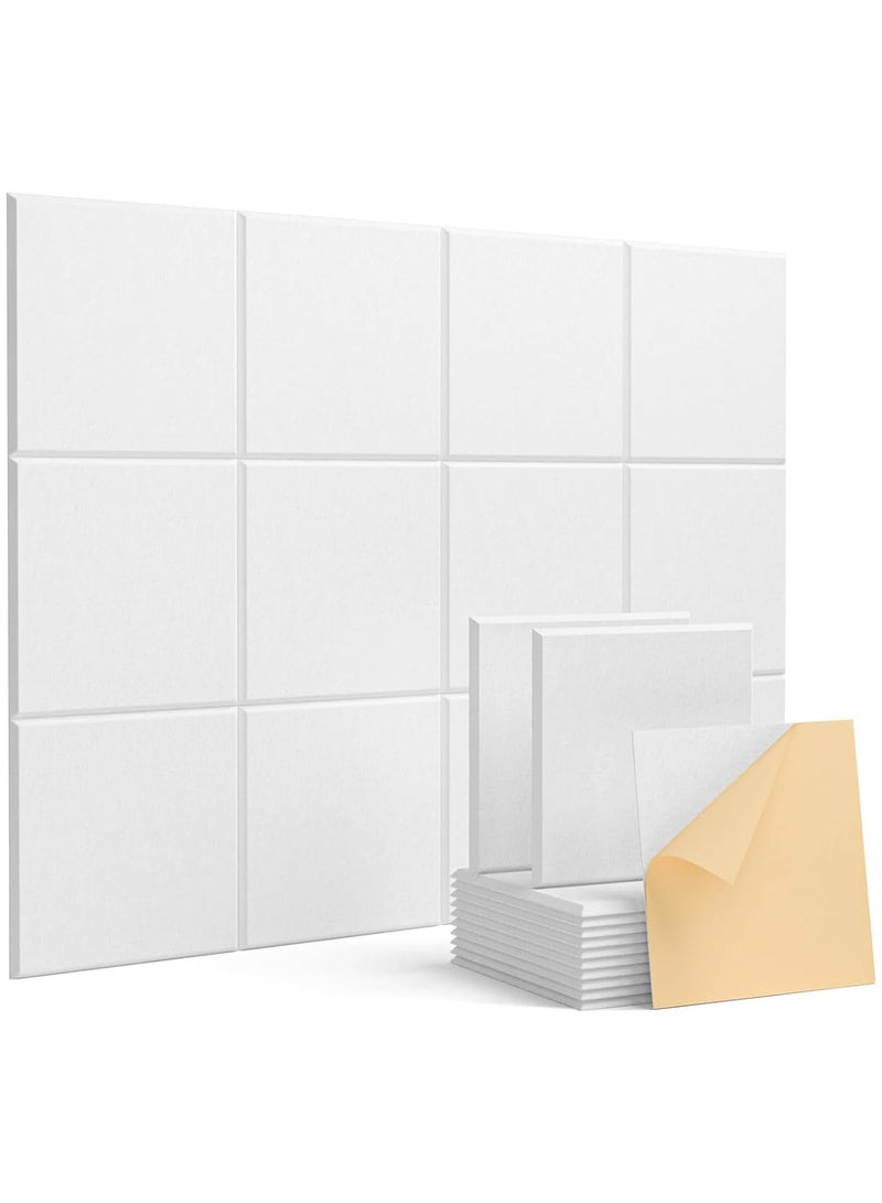 AUTOYSUR 12 Pack Acoustic Wall Panels with Self-Adhesive, 12" X 12" X 0.4" Sound Proof Foam Panels, Decorative Soundproof Wall Panels, Sound Proof Absorbing Tiles for Home & Offices, White  - Image 1