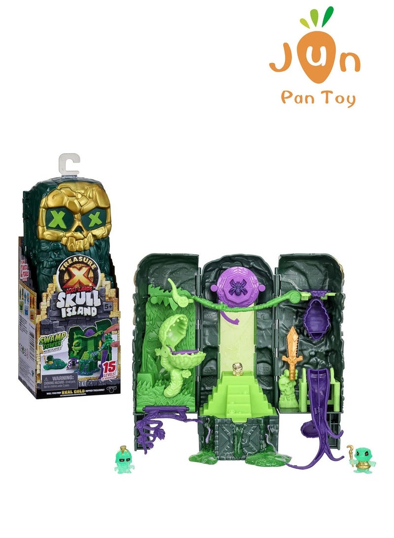 تريجير X أصلي TREASURE X Moose Toys الأراضي المفقودة، جزيرة الجمجمة، برج المستنقع Micro Playset مجسمات أكشن ألعاب أولاد كنز ذهبي حقيقي رحلة استكشاف صندوق هدايا غموض لعبة مفاجأة 15 مستويات مغامرة - Image 1