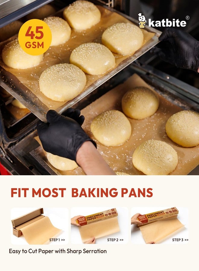 Katbite Unbleached Parchment Paper Roll, 15in x 242ft, 300 Sq.Ft, Non-Stick with Serrated Cutter for Baking, Cooking, Air Fryer - Image 3