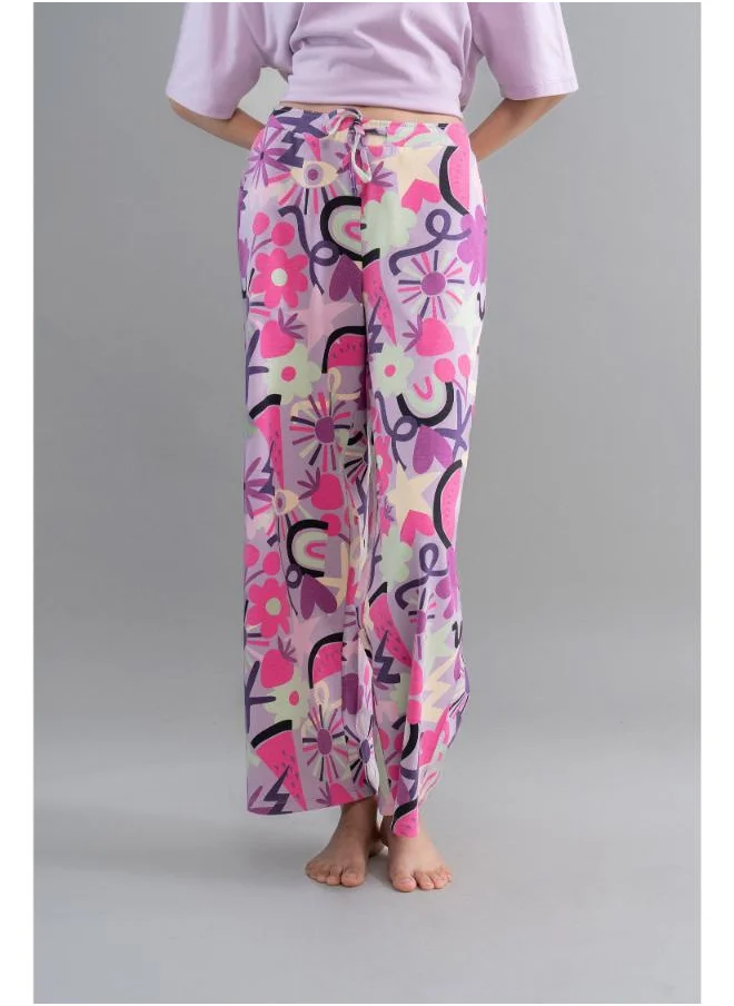 NeceSera Enchanted Purple Cotton Flared Pajamas
