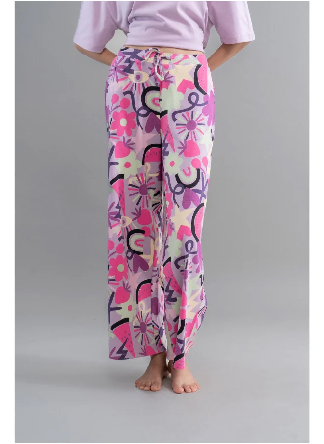 NeceSera Enchanted Purple Cotton Flared Pajamas