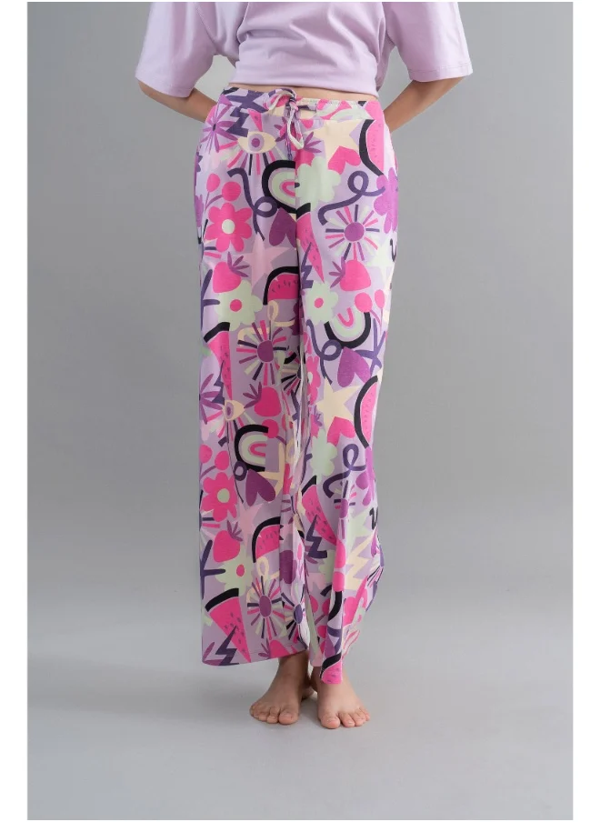 NeceSera Enchanted Purple Cotton Flared Pajamas