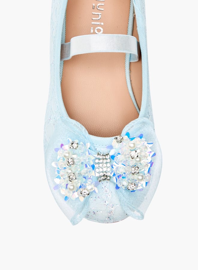 جونيورز حذاء باليرينا بناتي مزين بفيونكة ورباط مطاطي - Image 5